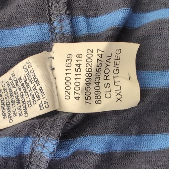 Chaps Blue & Light Blue Striped 3 Buttons On Front Pullover Long Sleeve Size XXL - Picture 6 of 6